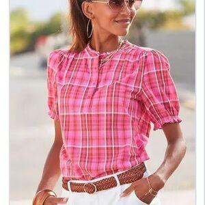 Lascana Pink Plaid Women's Top